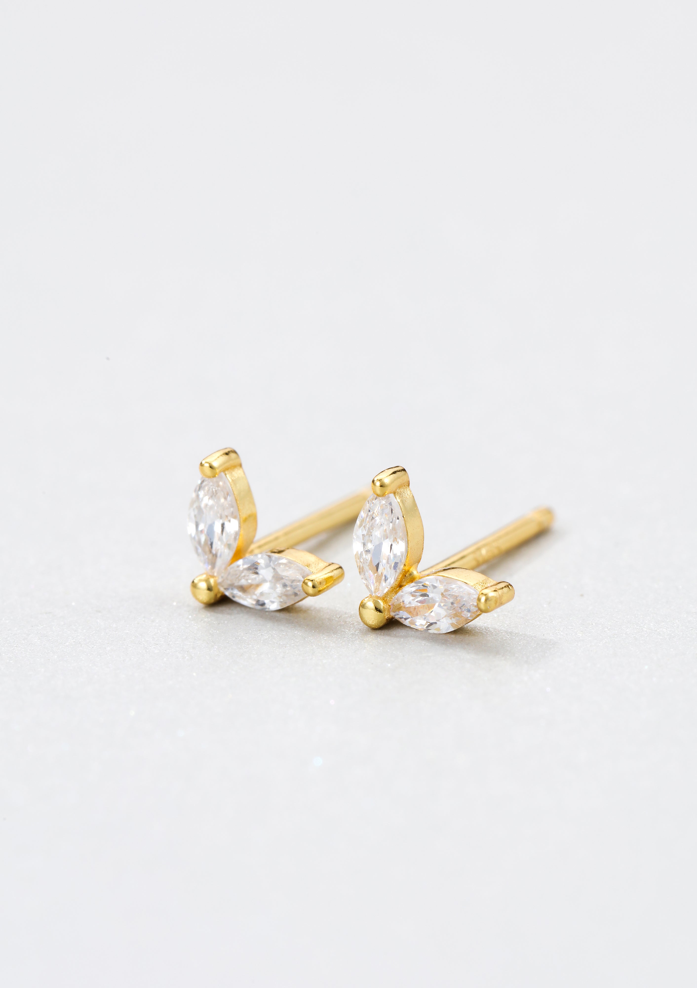 Gemstone Firefly Stud Earrings Sterling Silver Gold
